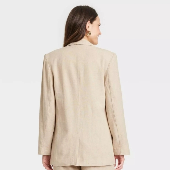 Women's Linen Blend Spring Blazer A New Day Natural Tan Size XXL - Picture 2 of 15